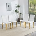 thumbnail image 4 of Set of 4 White PU Leather Dining Chairs with Gold Metal Legs – Ergonomic Lumbar Support & 45° Tilt, Quick Assembly, Durable for Home/Office Use, 4 of 9