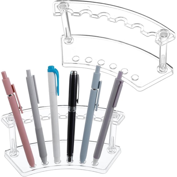 Acrylic Pen Stand Display Holder Clear Rack Beaded Slots Organizer