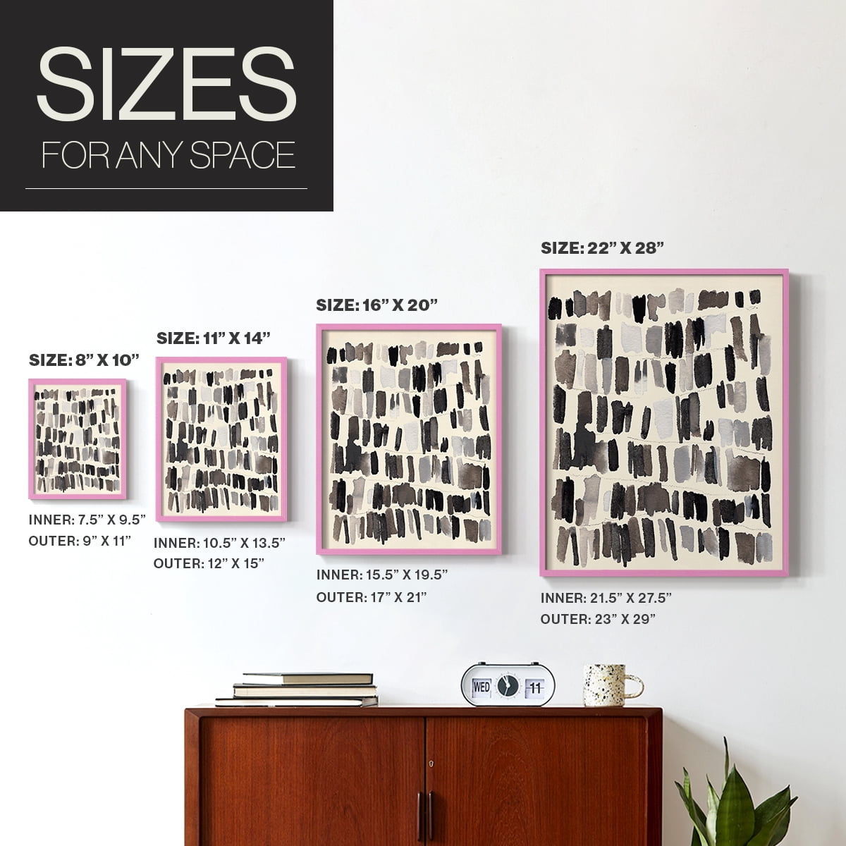 Chalk and Flint IV Framed Print in Pink Solid Wood Framed Print No Nail Hanging