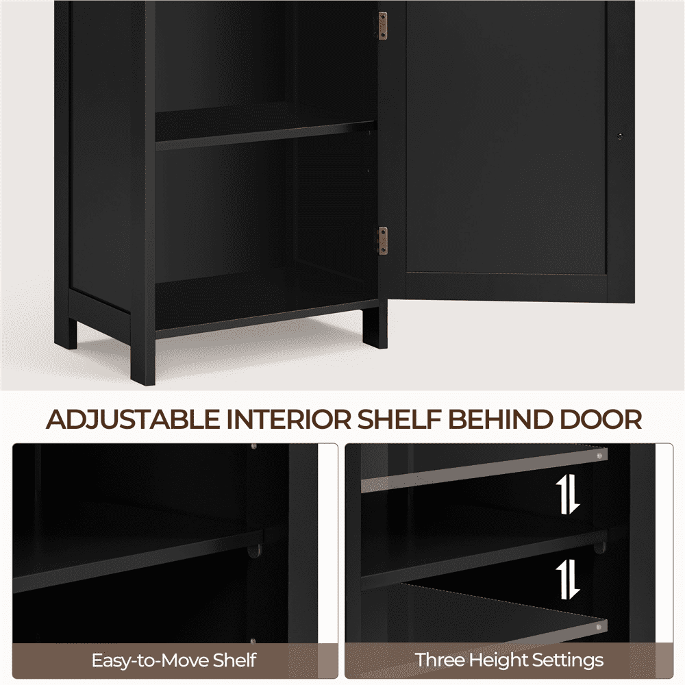 Alden Design 4-Tier Bathroom Floor Cabinet with Adjustable Shelf, Black