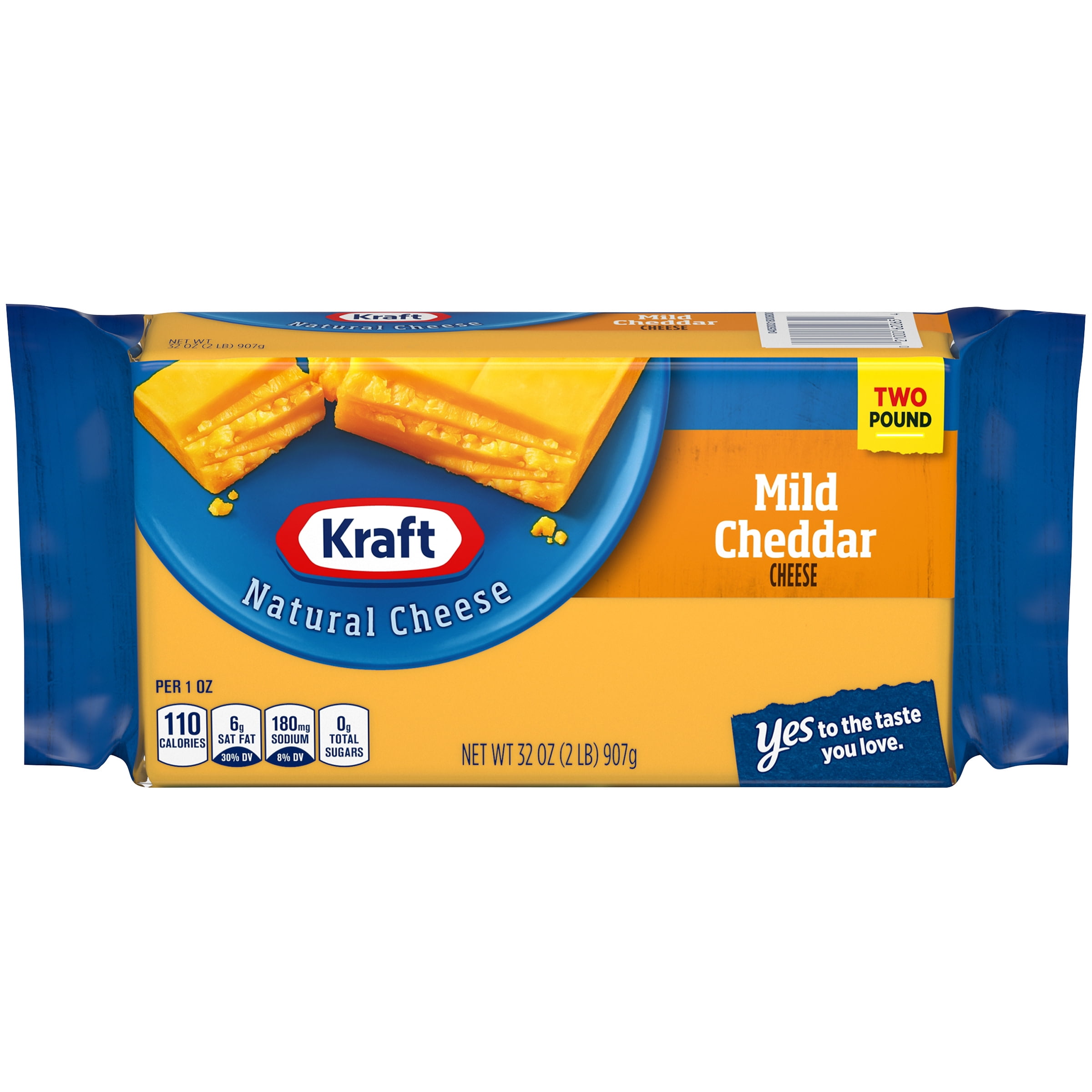 Kraft Mild Cheddar Cheese Block, 32 oz Wrapper