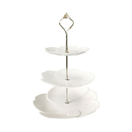 

KOMOO 2/3 Tier Cupcake Stand Plastic Tiered Tray Serving Stand Snack Cupcake Plate Dessert Ceramic Cake Candy Bread Tower Tray for Party