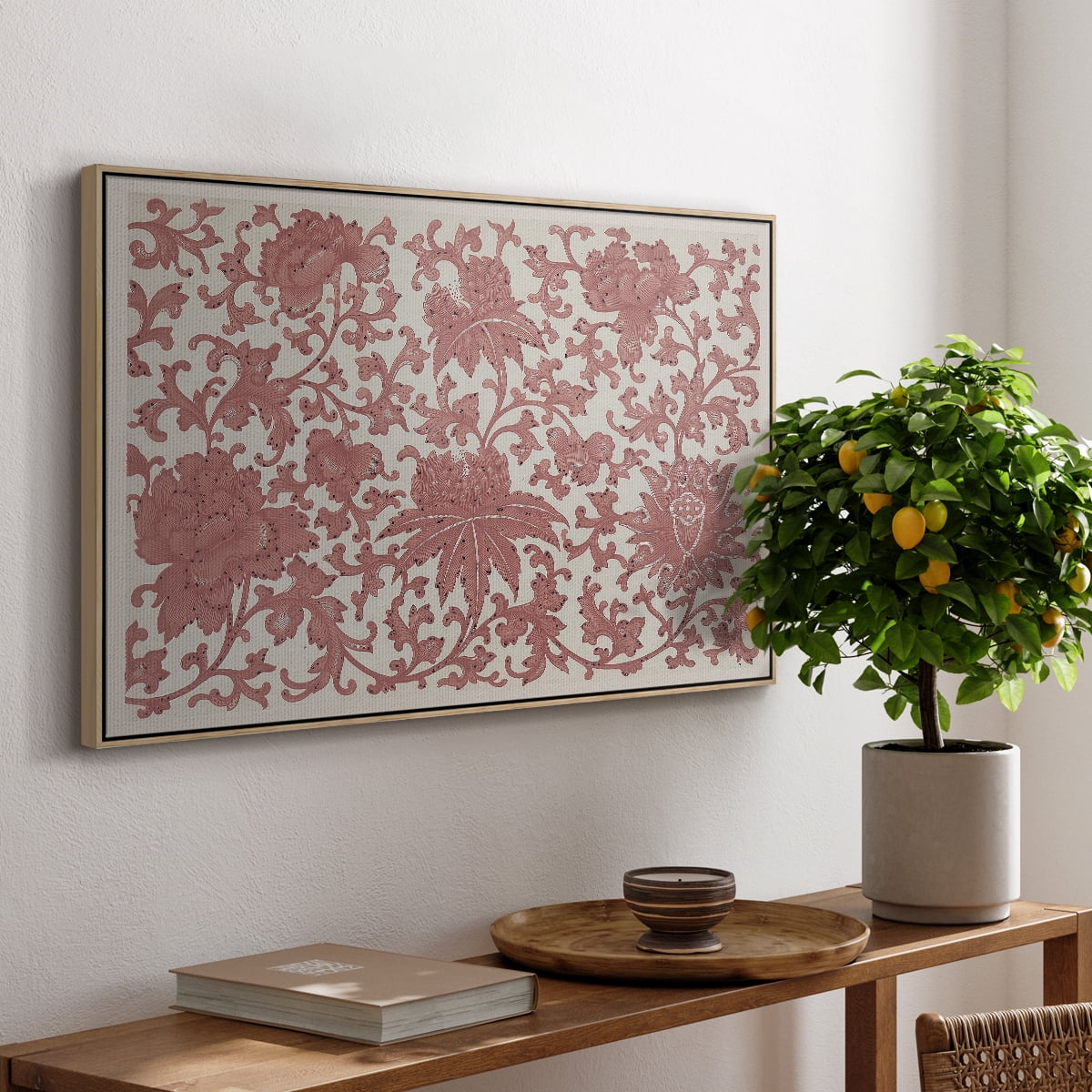 Vintage Abstract Print-XXVIII Framed in Natural Wood Wood Gallery Wrapped Canvas 17 in. x 25 in.