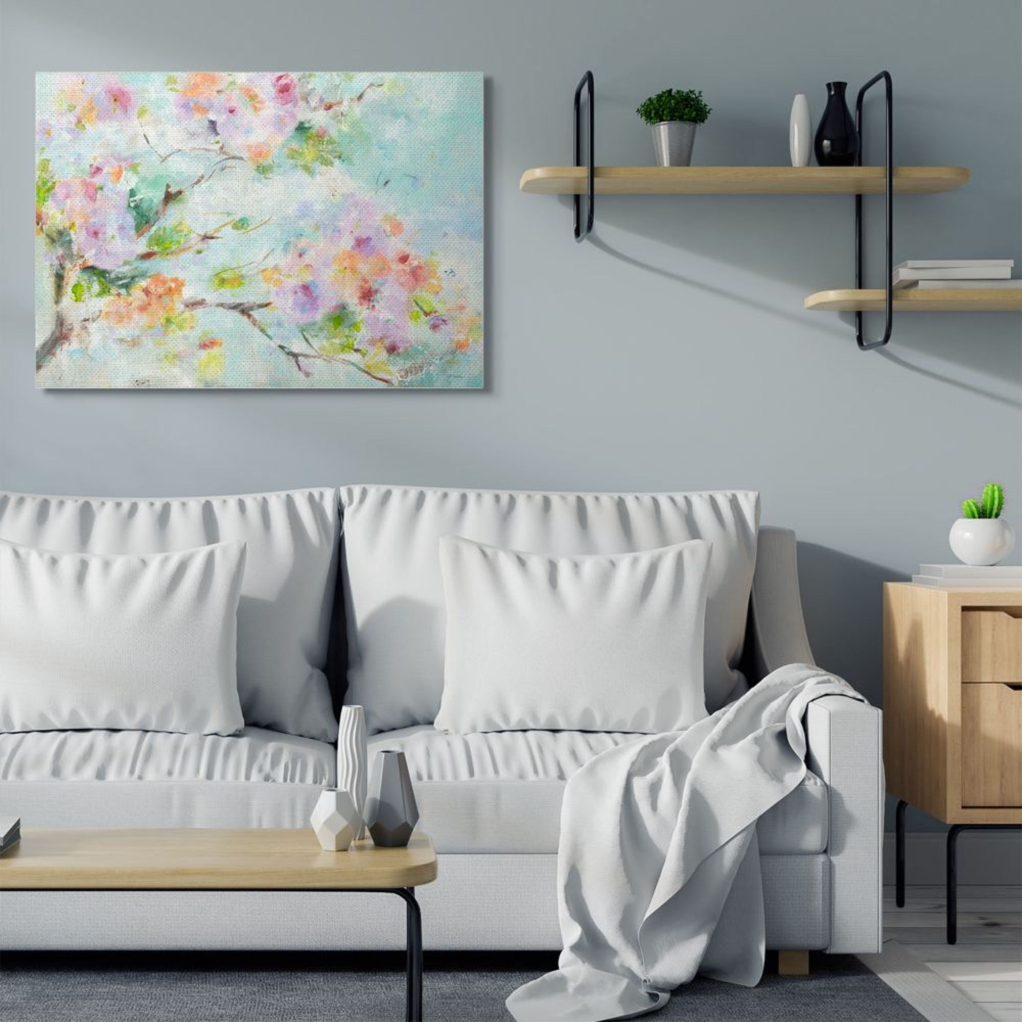 Stupell Industries Soft Spring Floral Branch Pastel Pink Flowers Design by Third and Wall, 36" x 48"