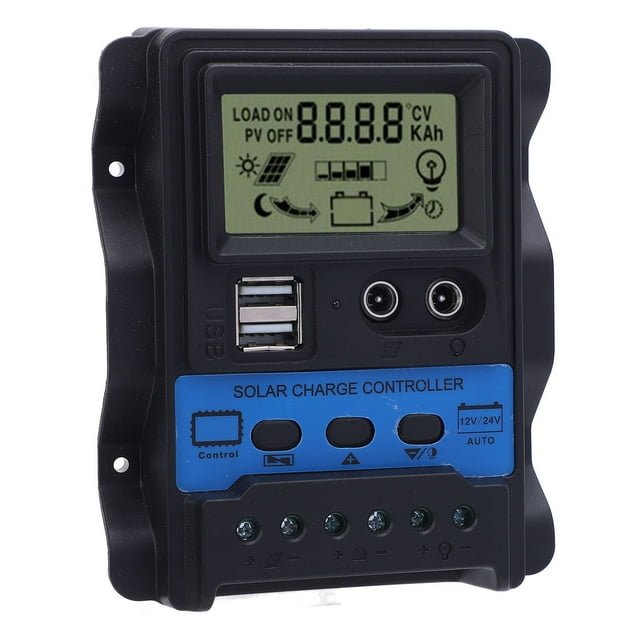 Controlador De Carga Solar PWM Con Pantalla LCD, Doble Salida USB Para Tableta De Teléfono, Regulador De Panel Solar De 12 V 24 V Para Voltaje Del Autoadaptable, Adecuado Para