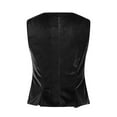 thumbnail image 5 of JGGSPWM Women's V Neck Velvet Vest 6 Button Formal Sleeveless Jacket Fashion Waistcoat Suit Vest Velvet V Neck 6 Button Formal Business Vests Sleeveless Jacket Black M, 5 of 7