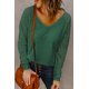 thumbnail image 1 of ABPHQTO Top verde de mujer con cuello en V y rayas transparentes, 1 of 5