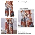 thumbnail image 4 of Pantalones de pierna ancha estampados Bloque de color con cordón de cintura alta Pantalones de pierna ancha de talla grande para mujer, 4 of 5