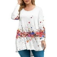 thumbnail image 2 of Xyxonk Women's Plus Size Tops Sexy Fall Crew Neck Shirts Floral Print T-Shirt Long Sleeve Tee Shirt Tops Dressy Casual Tunics Blouses White 4XL, 2 of 5
