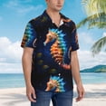 thumbnail image 3 of Balery Yellow Fish Seahorse Camisas hawaianas de manga corta para hombre, camisas playeras de corte holgado, camisas de vacaciones con botones,X-Large, 3 of 7
