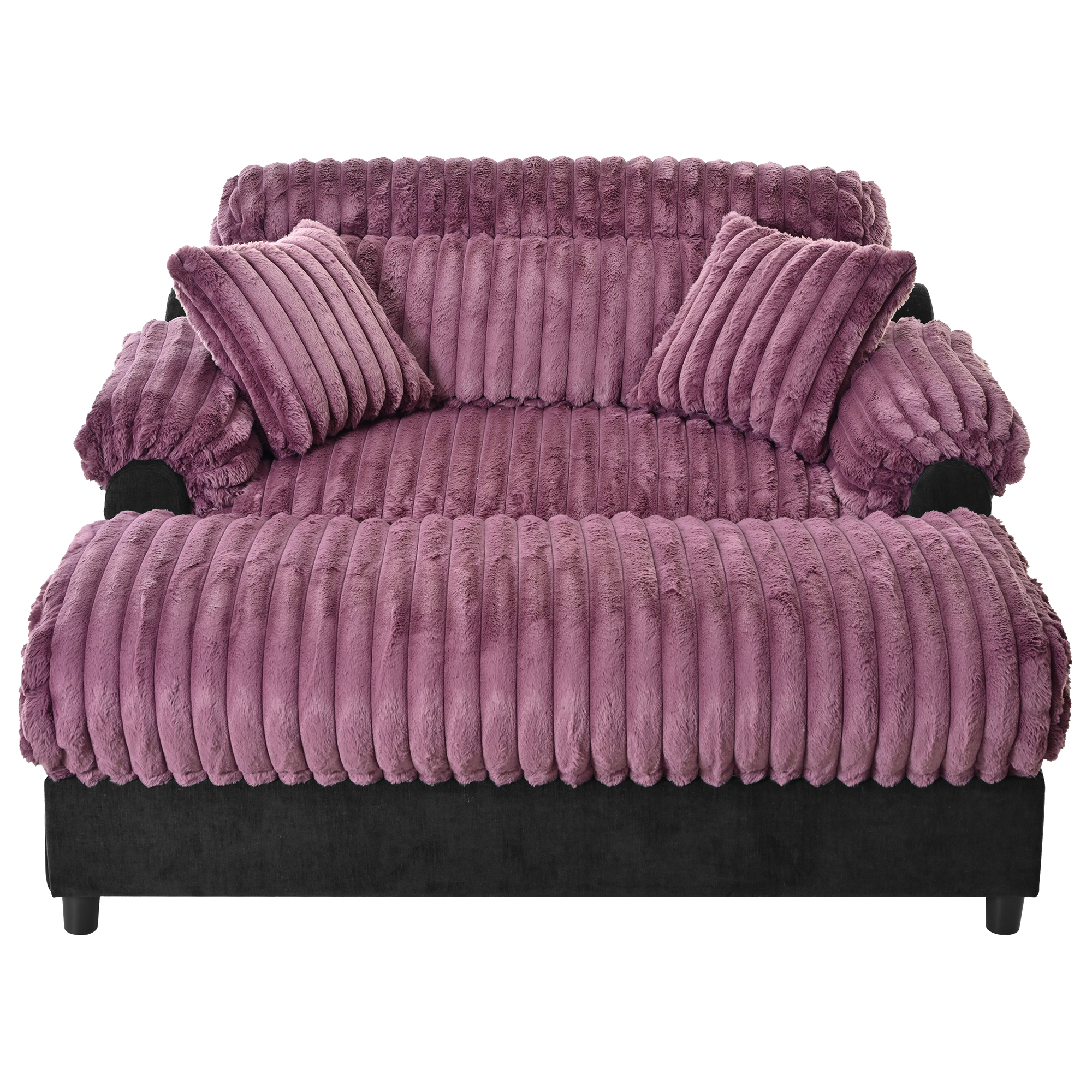 Euroco Modern Chaise Lounge Sofa 65.25" Cloud Chaise Sofa Cozy Plush Sofa Couch with Two Throw Pillows for Living Room, Wine