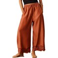 thumbnail image 5 of JUUNthy Casual Pants for Womens, Elastic Waist Lace Hem Wide Leg Baggy Fit Lightweight Summer Trousers with Pockets Yellow S, 5 of 13