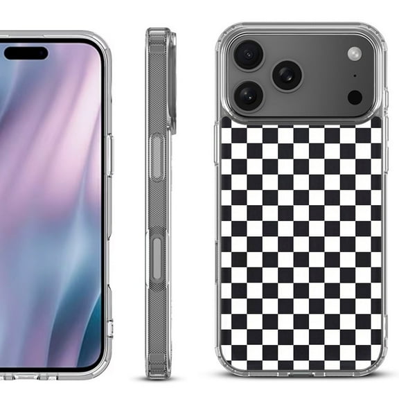 For iPhone 17 Pro Max Protective Shockproof Phone Case, by OneToughShield - Checker B/W