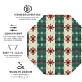 thumbnail image 3 of Fuzoiu Christmas Snowflakes Plaid Print Leather Coasters Set,Drink Coasters Set of 4,for Tabletop Protection, Durable PVC Coasters,Home Décor and Housewarming Gift-Octagon, 3 of 6