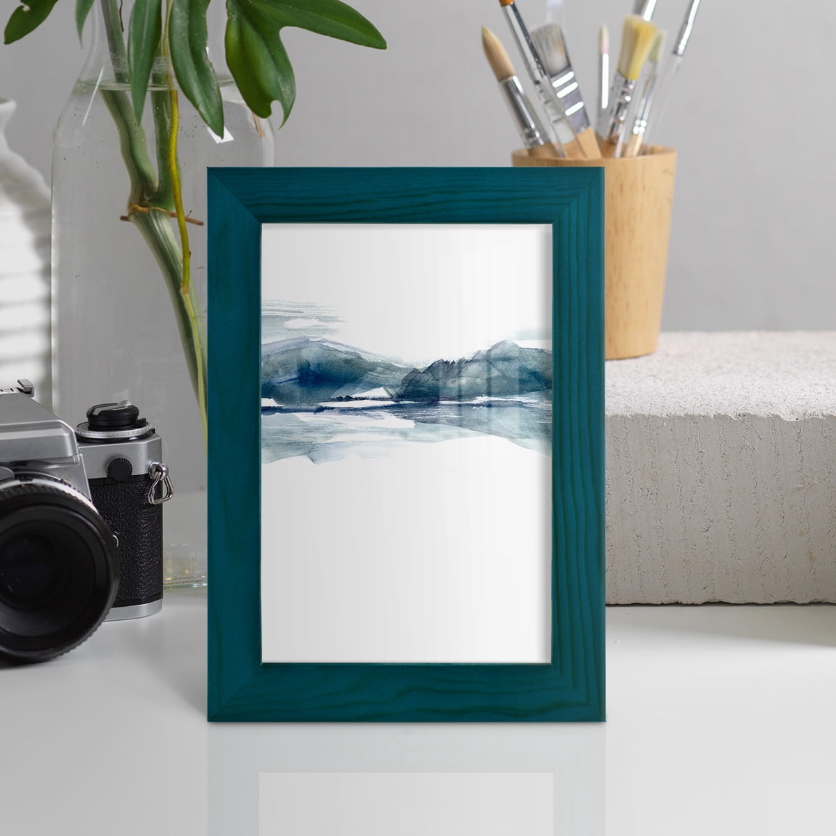 Stark Horizon II - Framed Print w/glass - Ocean Blue