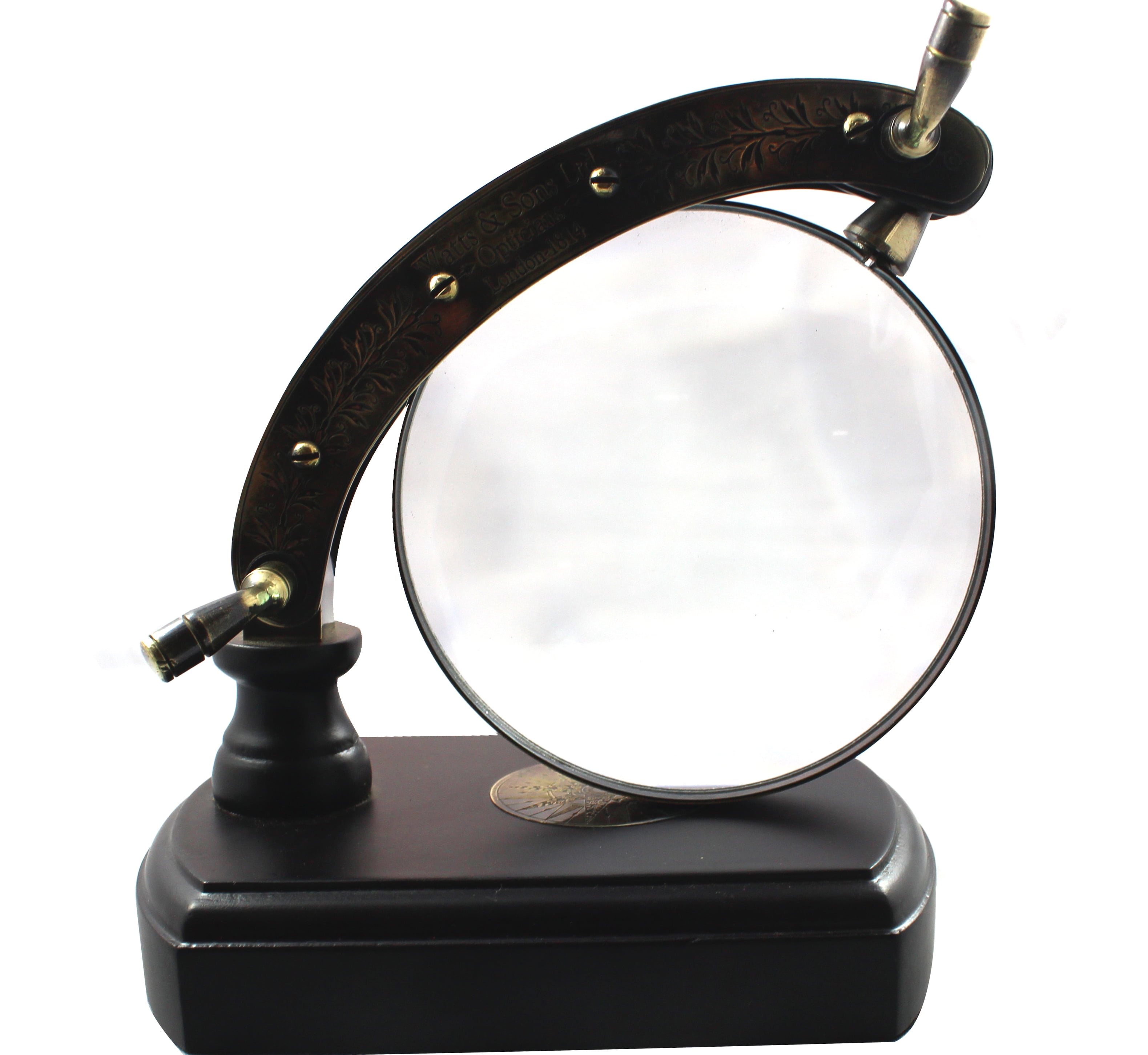 Antique Desk Magnifying Glass Vintage Map Reader Lens Brass Folding 9 x 6 Inches Brass