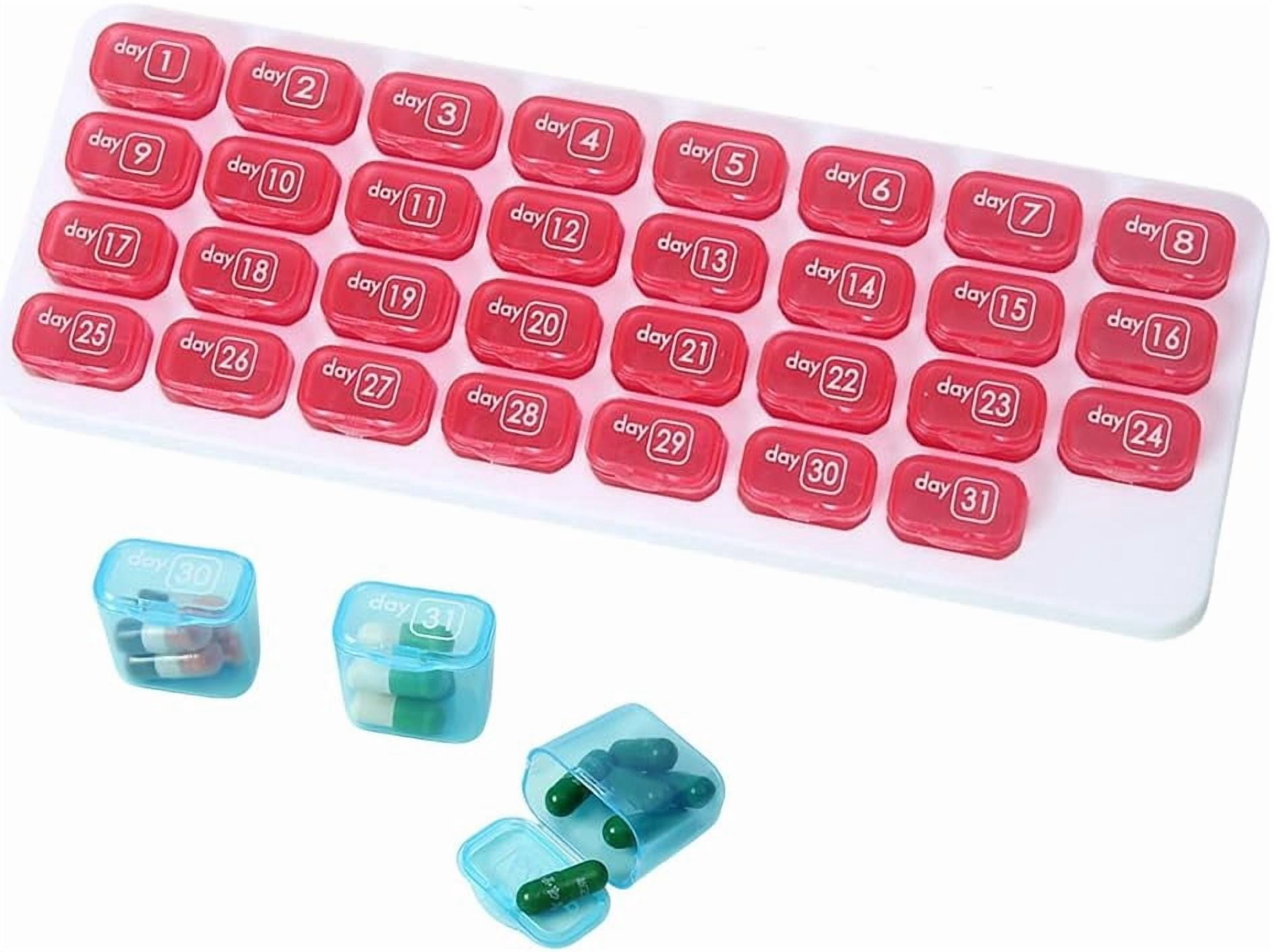 Monthly Pill Organizer 31 Day, 2026 Upgraded Large Portable Travel Pill Box, 30 Day Pill Case Small Compartments to Hold Vitamin and Travel Medicine Organizer, Daily Pill Case