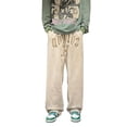 thumbnail image 1 of Pantalones de Chándal con Cordón Bordados para Hombres Pantalones Casuales de Pierna Recta Sueltos de Moda con Bolsillo Beige XXL, 1 of 8