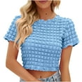 thumbnail image 1 of Yuyuzo Hauts Courts pour Femmes T-Shirts à Manches Courtes Col Rond Hauts de Sortie Haut d'Été Mignon, 1 of 6