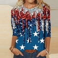 thumbnail image 1 of Baikeli Free avec Codes Promo Hauts pour Femmes Jour de l'Indépendance Été Manches 3/4 Col Rond Tee Drapeau Usa Imprimé Blouse Pull Patriotique Manches 3/4 pour Femmes, 1 of 4