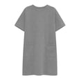 thumbnail image 7 of Womens Summer Dresses Solid Pocket Jumpsuit Casual Short Sleeve Round Neck Bandage Dress, 7 of 7
