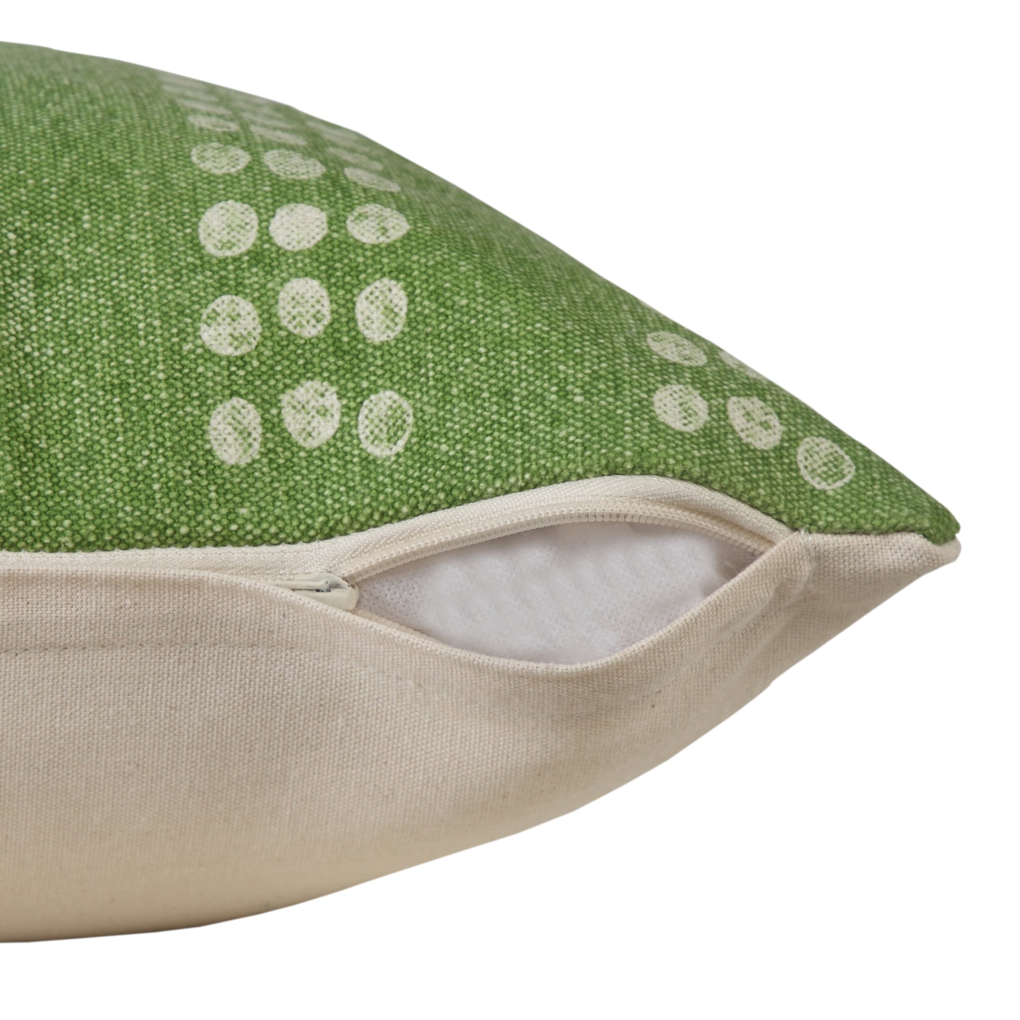 Laddha Home Designs Hand Woven Dots Striped Square Throw Pillows - 20" - Green and White - Set of 2