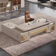 thumbnail image 4 of Designer Light Luxury Office Desk Boss Secretary Free Shipping Executive Computer Desk Corner L Shaped Mesa Escritorio Furniture My Lux Decor Round, 4 of 27
