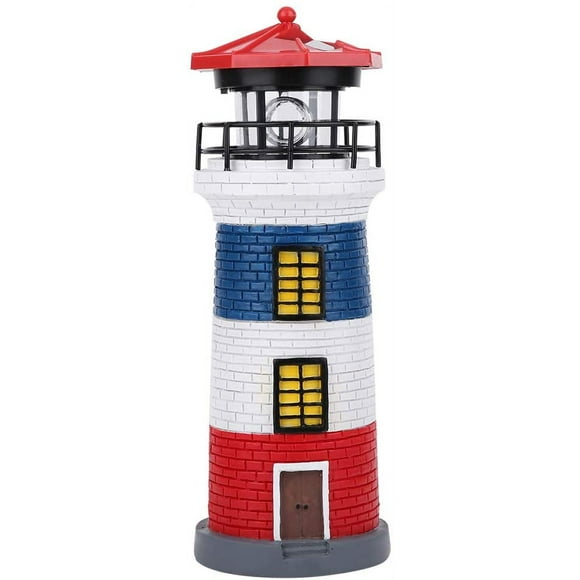 Bmatwk Lighthouse Light LED Solar Guiding Light Outdoor Decorative LED Lights for Garden Patio Lawn (Red+Blue+White)