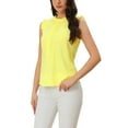 thumbnail image 4 of INSPIRE CHIC Women's Sleeveless Blouse Ruffled Pleated Wear-to-Work Chic Blouse L Light Yellow, 4 of 6