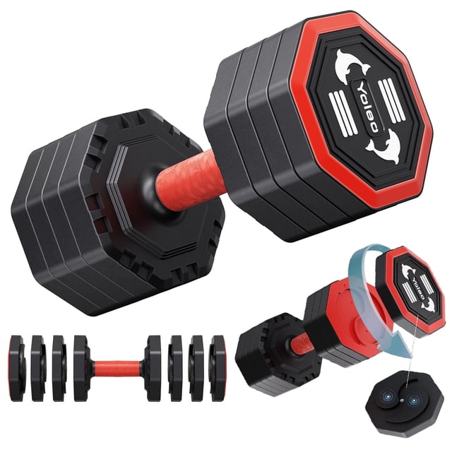 Juego de mancuernas YOLEO, ajustable, 4 en 1, 10/15/20/25 kg, taichí