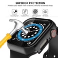 thumbnail image 5 of Njjex for Apple Watch Screen Protector Case Series 8 7 45mm; iWatch Protective Face Cover; Tempered Glass Film Hard PC Bumper for Women Men; Ultra-Thin Guard - Black, 5 of 7