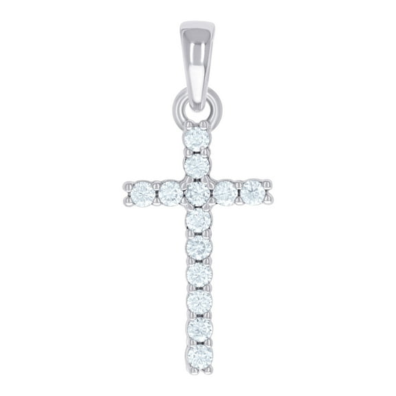 925 Sterling Silver Mens Cubic Zirconia Cross Religious Charm Pendant 27x11.3mm Wide Necklace for Men