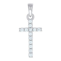 925 Sterling Silver Mens Cubic Zirconia Cross Religious Charm Pendant 27x11.3mm Wide Necklace for Men