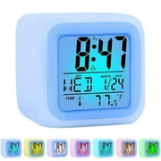 SMARTASIN Colorful Alarm Clock Kids Wake Up Digital LED Night Light Clock Travel for Boys Girls, Large Display Time/Date/Alarm with Snooze