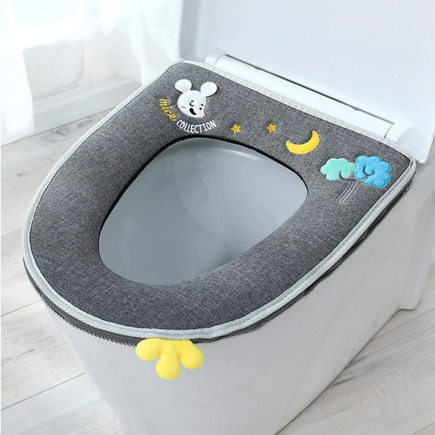 Cubiertas de asiento de inodoro, cubierta de tanque de inodoro con felpa cómoda impermeable para accesorios de baño, lavable Reemplace las cubiertas de asiento de inodoro desechables Fokelyi CDWJ205