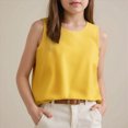 thumbnail image 2 of NIEWTR Girls' Loose Crew Neck Tank Tops Sleeveless Casual Summer Wide Strap Blouse Tees(Yellow,18-24 Months), 2 of 6