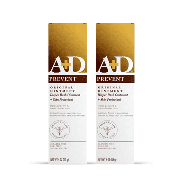 A D Original Diaper Rash Ointment Prevents & Treats Diaper Rash, Moisturizing Skin Protectant with Vitamins A & D, Healing Skin Ointment for Dry and Cracked Skin 4oz 2 Pack