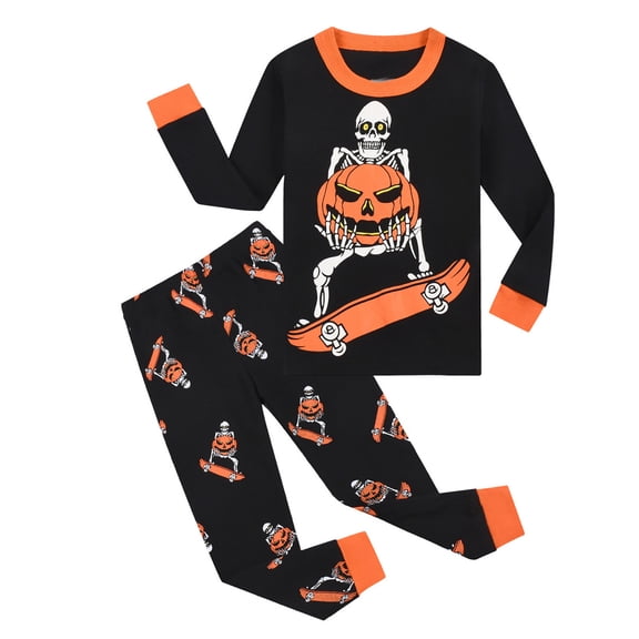 Shadoumai Halloween Pajamas for 14-16 O Neck Pumpkin Print Long Sleeve Family Easter Outfits Matching Sets Fashion Loungewear Nightwear Outfits Two-Piece Pj Sleepwear Sets