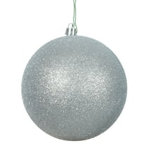 Vickerman 6" Silver Glitter Ball Ornament, 4 per Bag