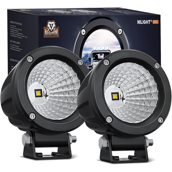 Nilight Led Light Pods 2PCS 3Inch Flood Round Led Offroad Fog Light 1080LM Built-in EMC Driving Lights Auxiliary Light for Motorcycle Motorbike SUV ATV Truck Boat Tractor Forklift, 2 Years Warranty