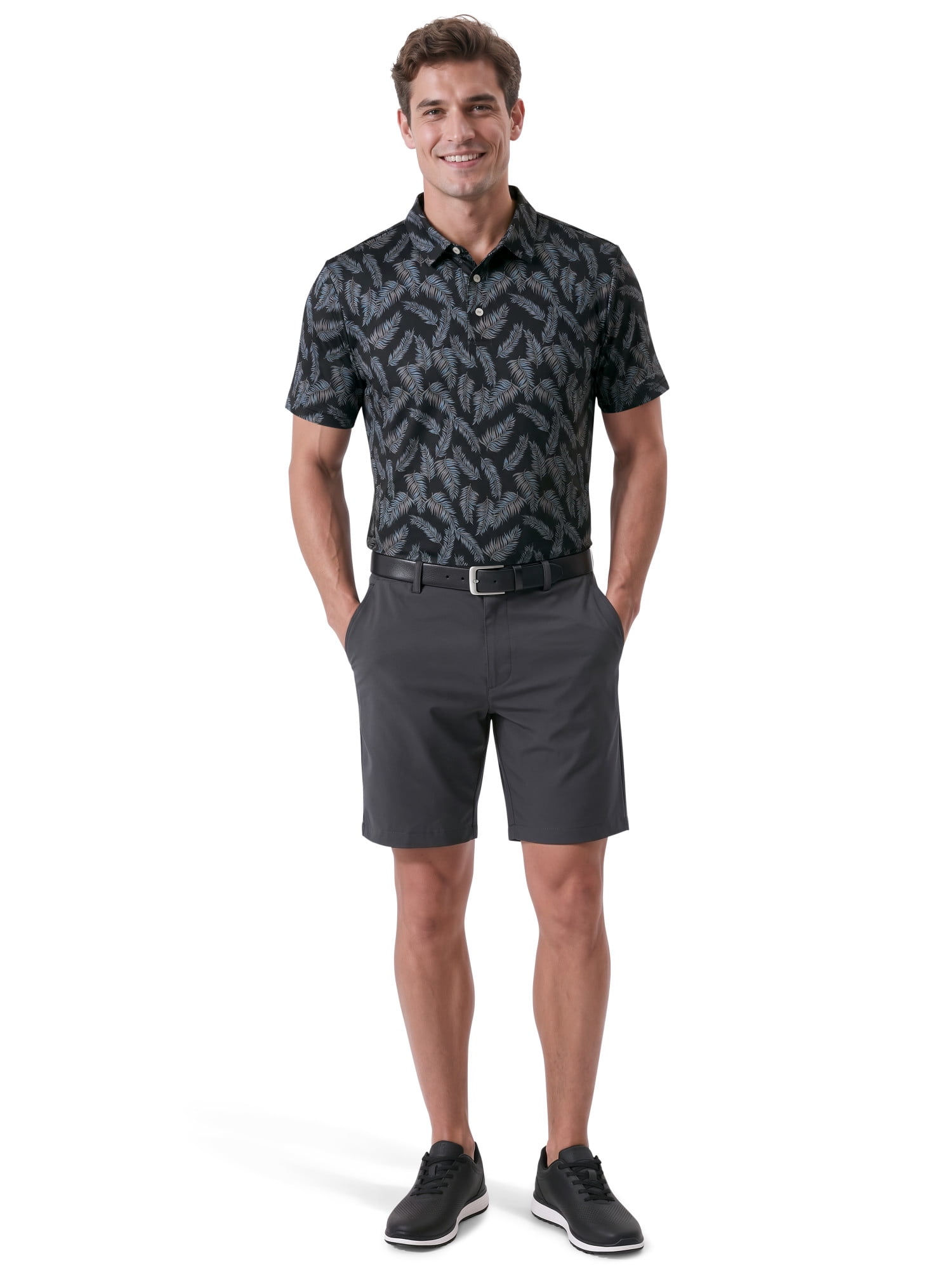 Ben Hogan Performance Men's & Big Men's Fall Leaf Print Short Sleeve Polo Shirt, up to 5XB