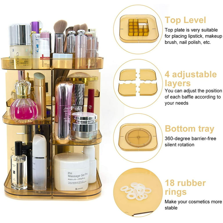 COMVTUPY Clear Makeup Organizer with Brush Holder, Large Acrylic Cosmetic  Display Jewelry & Make Up Organizers and Storage for Vanity, Bathroom (3