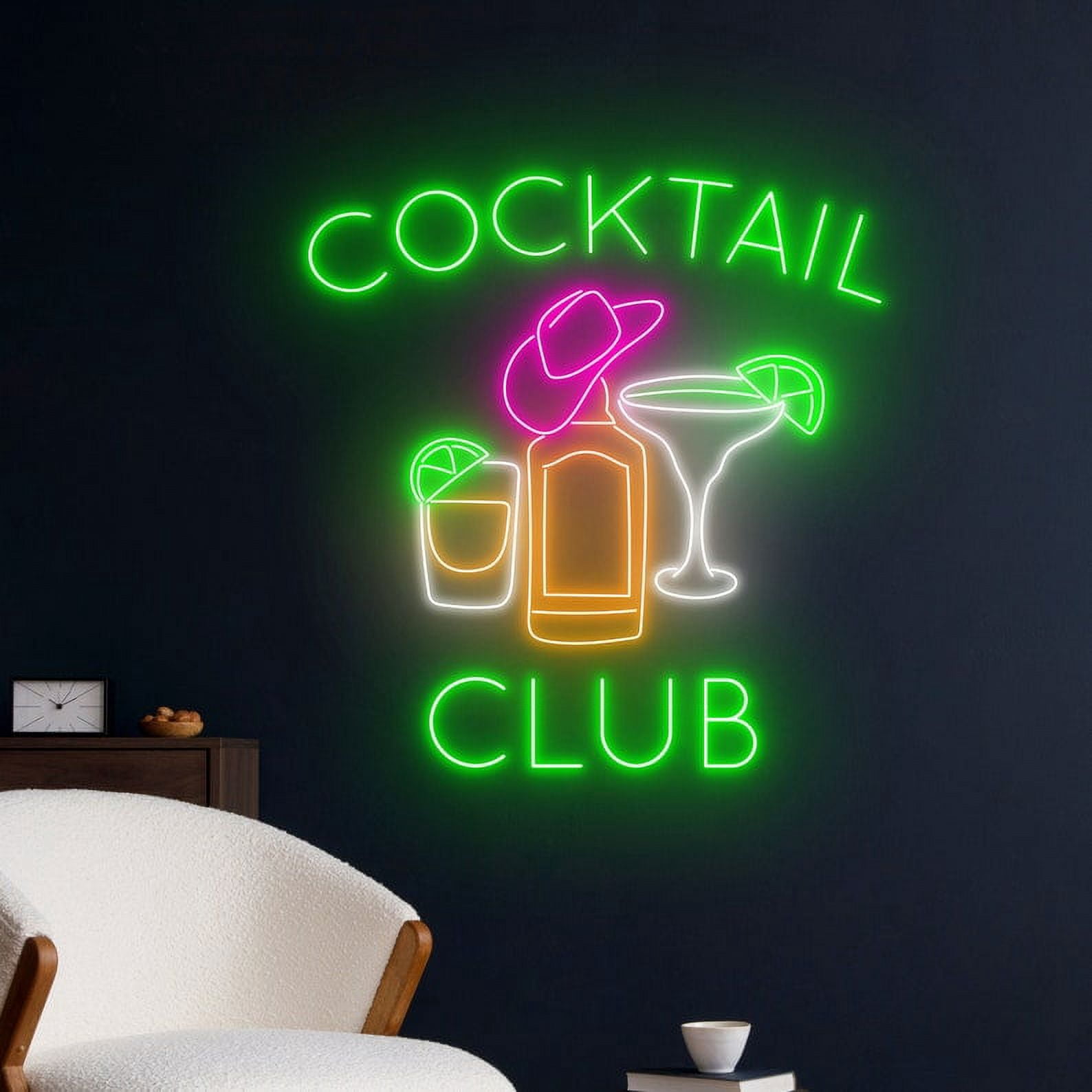 Handmadetneonsign Cocktails Club Neon Sign, Cocktails Clu LED Light, Cocktails Logo Neon Light