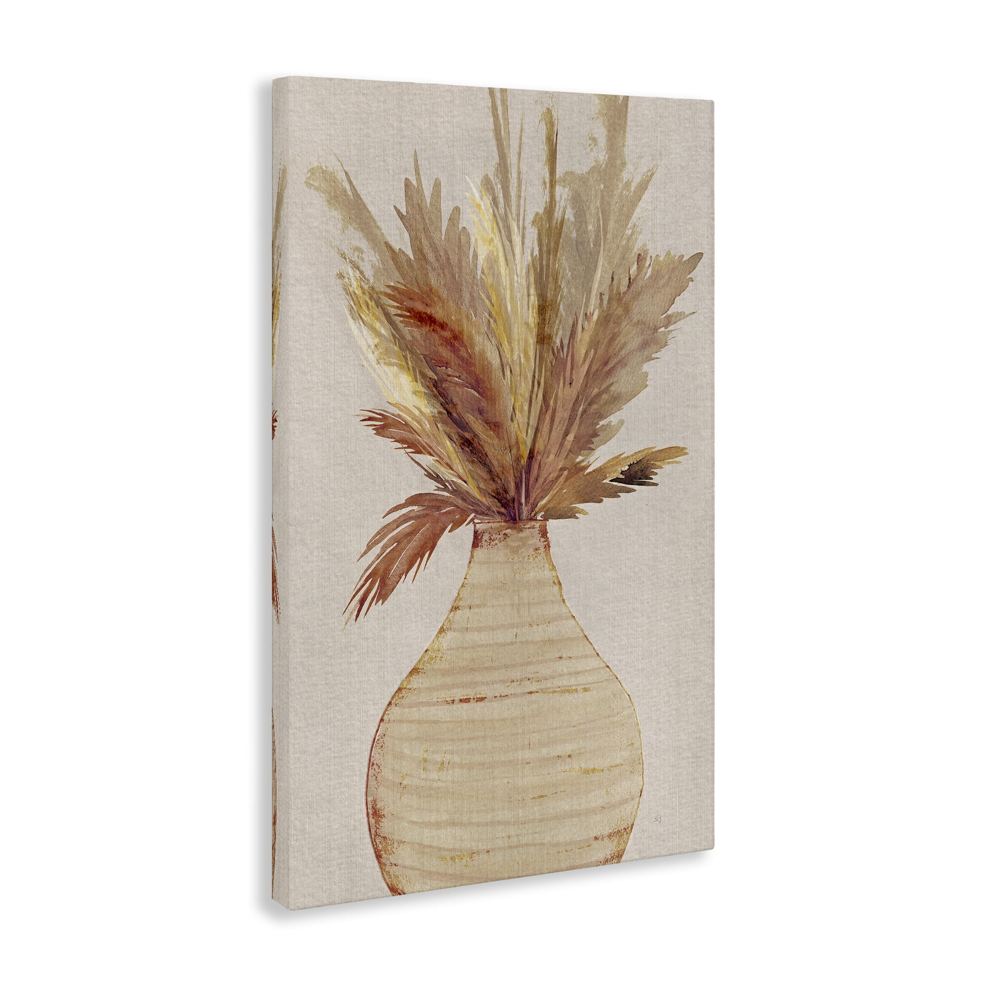Stupell Industries Potted Wheat Reeds Botanical & Floral Painting Gallery Wrapped Canvas Art Print Wall Art, 24 x 36