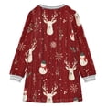 thumbnail image 6 of Girls' long-sleeved dress Deer and Snowman Girls' A-line dress with ribbed cuffs Soft and comfortable, 6 of 6