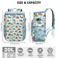 thumbnail image 3 of Travel Cooler Bag - White Cartoon Dinosaurs Leaves Pattern Camping Beer Cooler Backpack with Bottle Opener- Waterproof Insulated Picnic Backpacks - Cooler Bag for Beach, 3 of 6