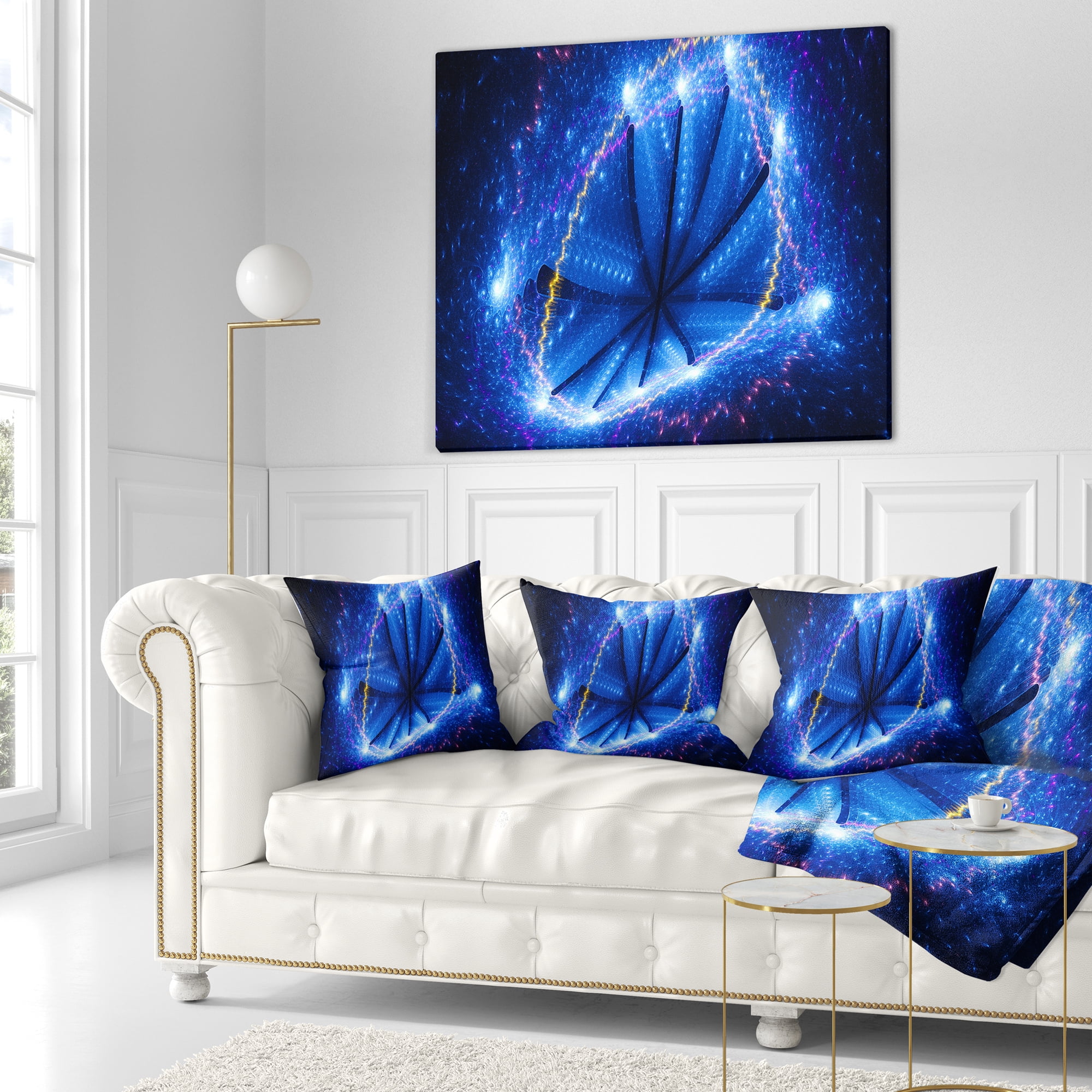 Designart Blue Star Clusters - Abstract Throw Pillow - 18x18