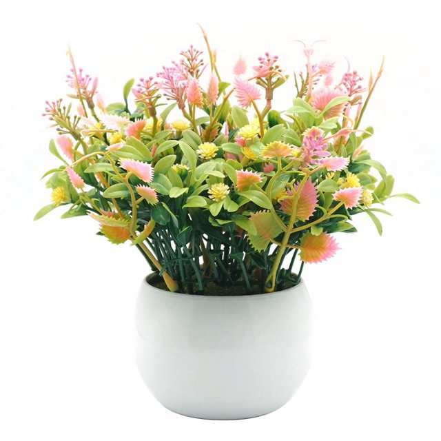 Flor artificial en maceta, simulación de planta en maceta, decoración para el hogar y la Oficina (rosa)