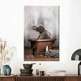 thumbnail image 3 of Animal Artwork, Elephant Wall Decor, Elephant Bathroom Canvas Art, Bathtub Elephant Art, Bathroom Poster, Cute Elephant Poster, Canvas Wall Decor - White Framed, 3 of 6