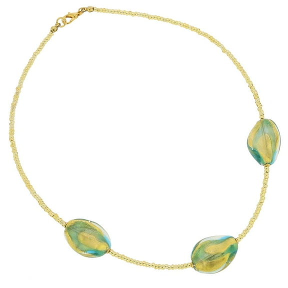 GlassOfVenice Murano Glass Royal Aqua Spirals Necklace